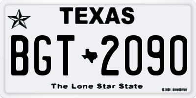 TX license plate BGT2090