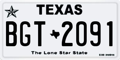 TX license plate BGT2091
