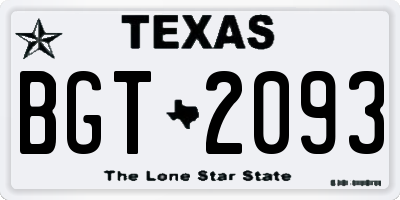 TX license plate BGT2093