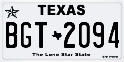 TX license plate BGT2094
