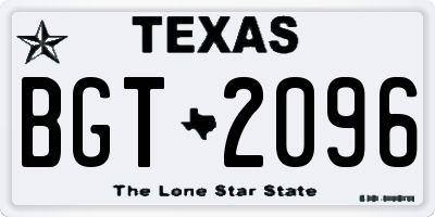 TX license plate BGT2096
