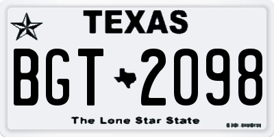 TX license plate BGT2098
