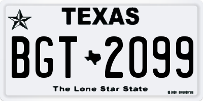 TX license plate BGT2099
