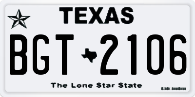 TX license plate BGT2106