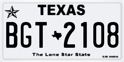 TX license plate BGT2108