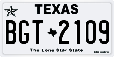 TX license plate BGT2109