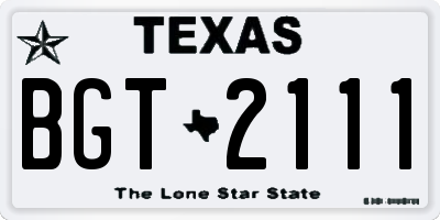 TX license plate BGT2111