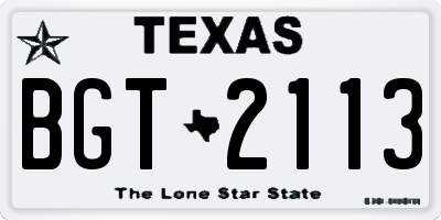 TX license plate BGT2113