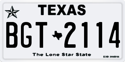TX license plate BGT2114