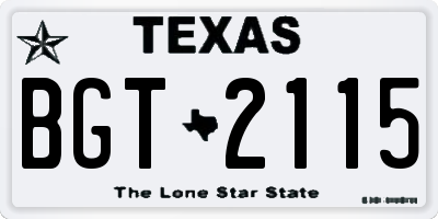 TX license plate BGT2115