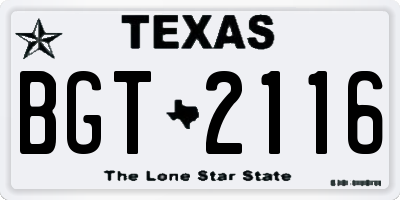 TX license plate BGT2116