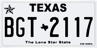 TX license plate BGT2117