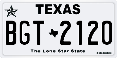 TX license plate BGT2120