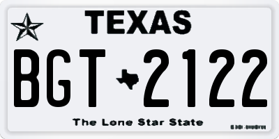 TX license plate BGT2122