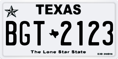 TX license plate BGT2123