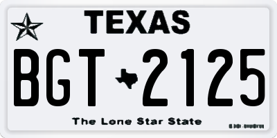 TX license plate BGT2125