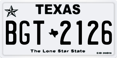 TX license plate BGT2126
