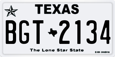 TX license plate BGT2134