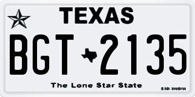 TX license plate BGT2135