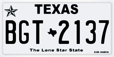 TX license plate BGT2137