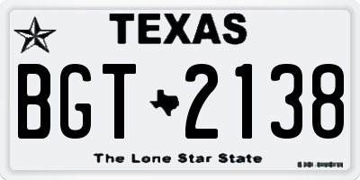 TX license plate BGT2138