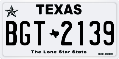 TX license plate BGT2139