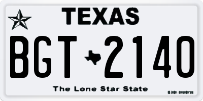 TX license plate BGT2140
