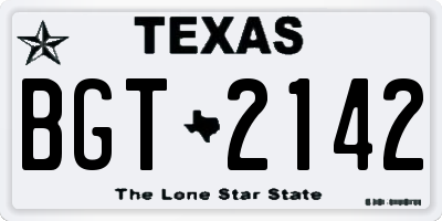 TX license plate BGT2142