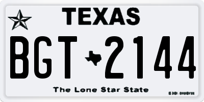 TX license plate BGT2144