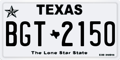 TX license plate BGT2150