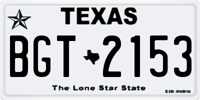 TX license plate BGT2153