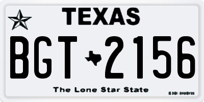 TX license plate BGT2156