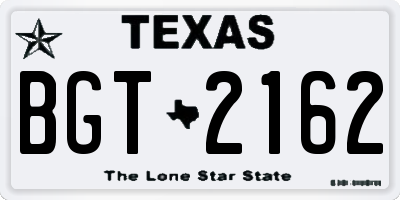 TX license plate BGT2162