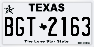 TX license plate BGT2163