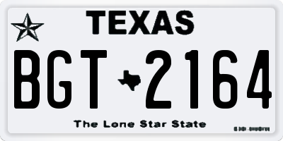 TX license plate BGT2164