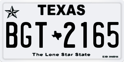 TX license plate BGT2165