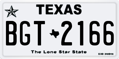 TX license plate BGT2166