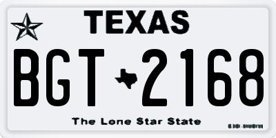 TX license plate BGT2168