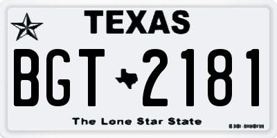 TX license plate BGT2181