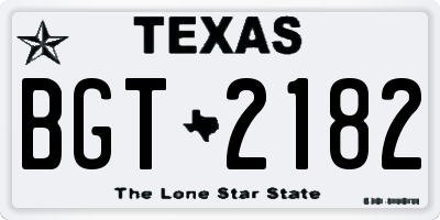 TX license plate BGT2182
