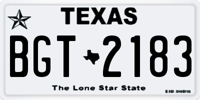 TX license plate BGT2183