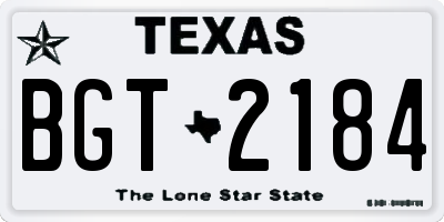 TX license plate BGT2184