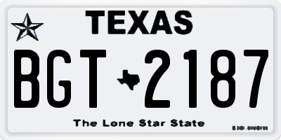TX license plate BGT2187
