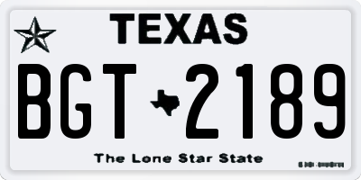 TX license plate BGT2189