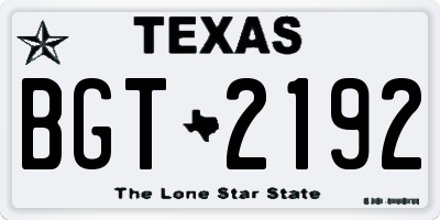 TX license plate BGT2192