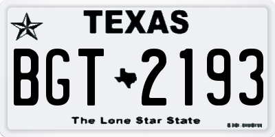TX license plate BGT2193