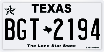TX license plate BGT2194