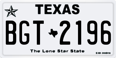 TX license plate BGT2196