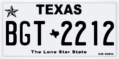 TX license plate BGT2212