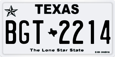 TX license plate BGT2214